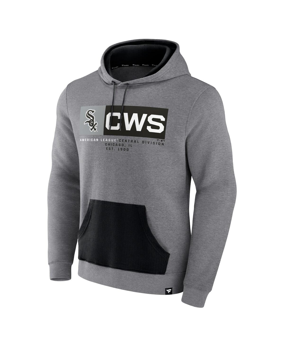 Men's Fanatics Black Chicago White Sox Iconic Steppin Up Fleece Pullover Hoodie - Black
