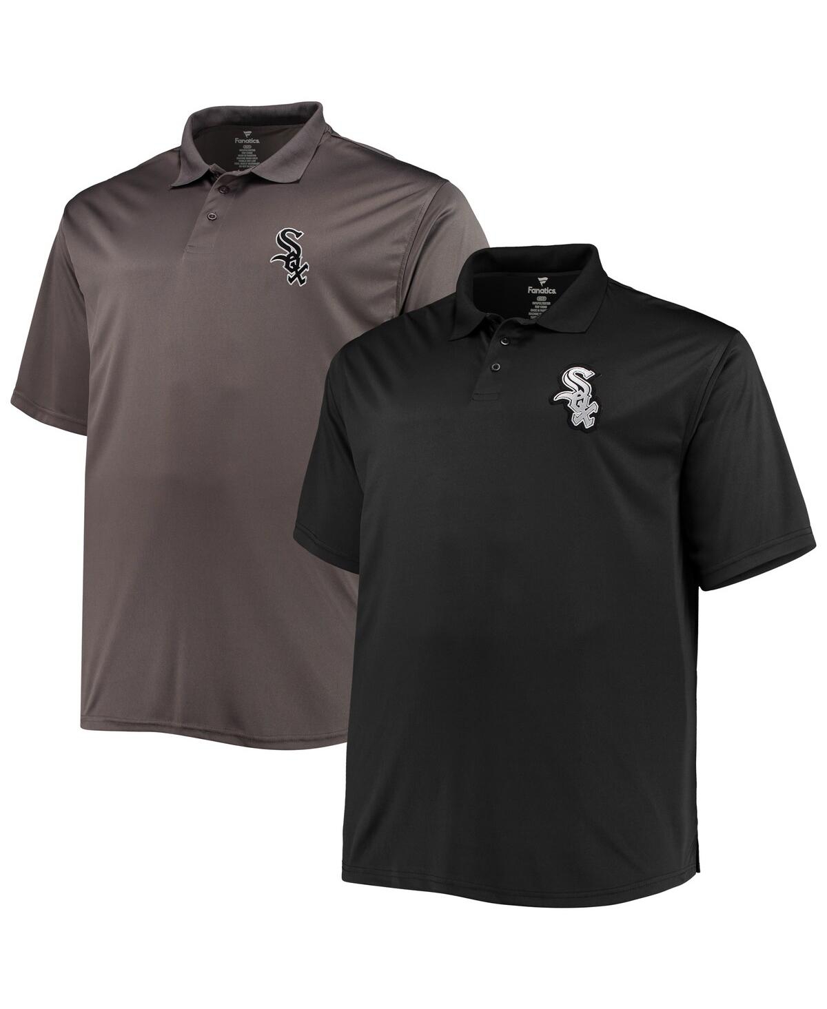 PROFILE MEN'S BLACK, CHARCOAL CHICAGO WHITE SOX BIG AND TALL TWO-PACK POLO SHIRT SET