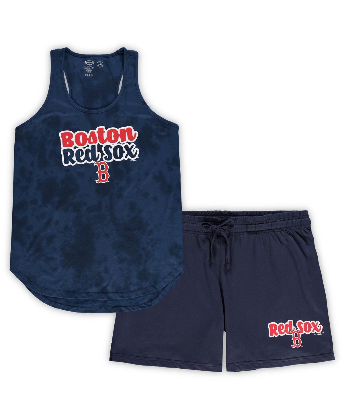 Women's Concepts Sport Navy Boston Red Sox Plus Size Cloud Tank Top & Shorts Sleep Set
