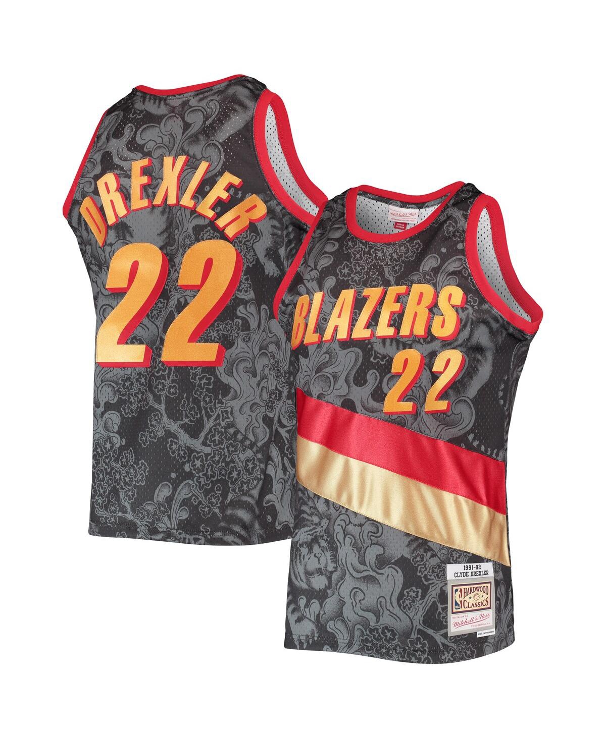 Men's Mitchell & Ness Clyde DrexlerPortland Trail Blazers Hardwood Classics 1991-92 Lunar New Year Swingman Jersey - Black