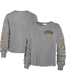 Women's '47 Heathered Gray LSU Tigers Ultra Max Parkway Long Sleeve Cropped T-shirt