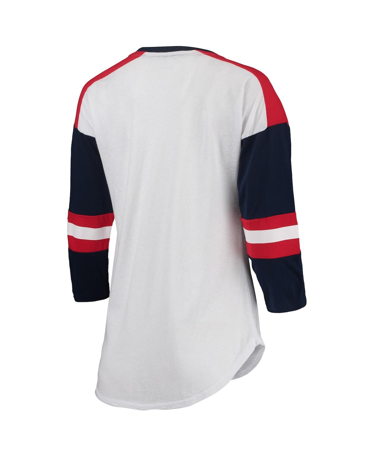 Women's Touchand Navy Boston Red Sox Base Runner 3/4-Sleeve V-Neck T-shirt - White, Navy