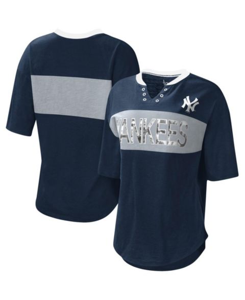 Женская футболка Touch Navy and Gray New York Yankees Lead Off Notch Neck