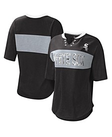 Women's Black and Silver Chicago White Sox Lead Off Notch Neck T-shirt