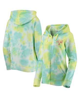 Women's White Boston Red Sox Tie-Dye Full-Zip Hoodie