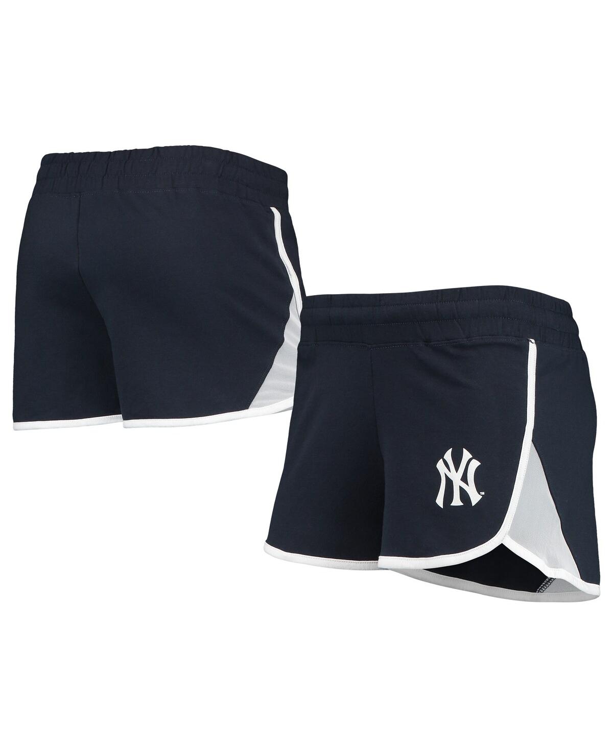 Women's New Era Navy New York Yankees Stretch French Terry Shorts - Navy