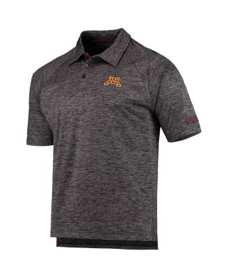 Men's Heathered Black Minnesota Golden Gophers Down Swing Raglan Polo Shirt