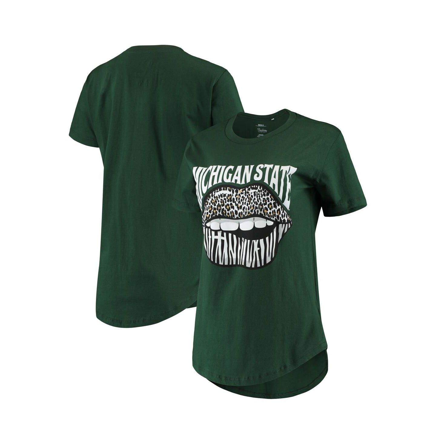 Женская футболка Pressbox Green Michigan State Spartans Wild Lips Core — фото 1
