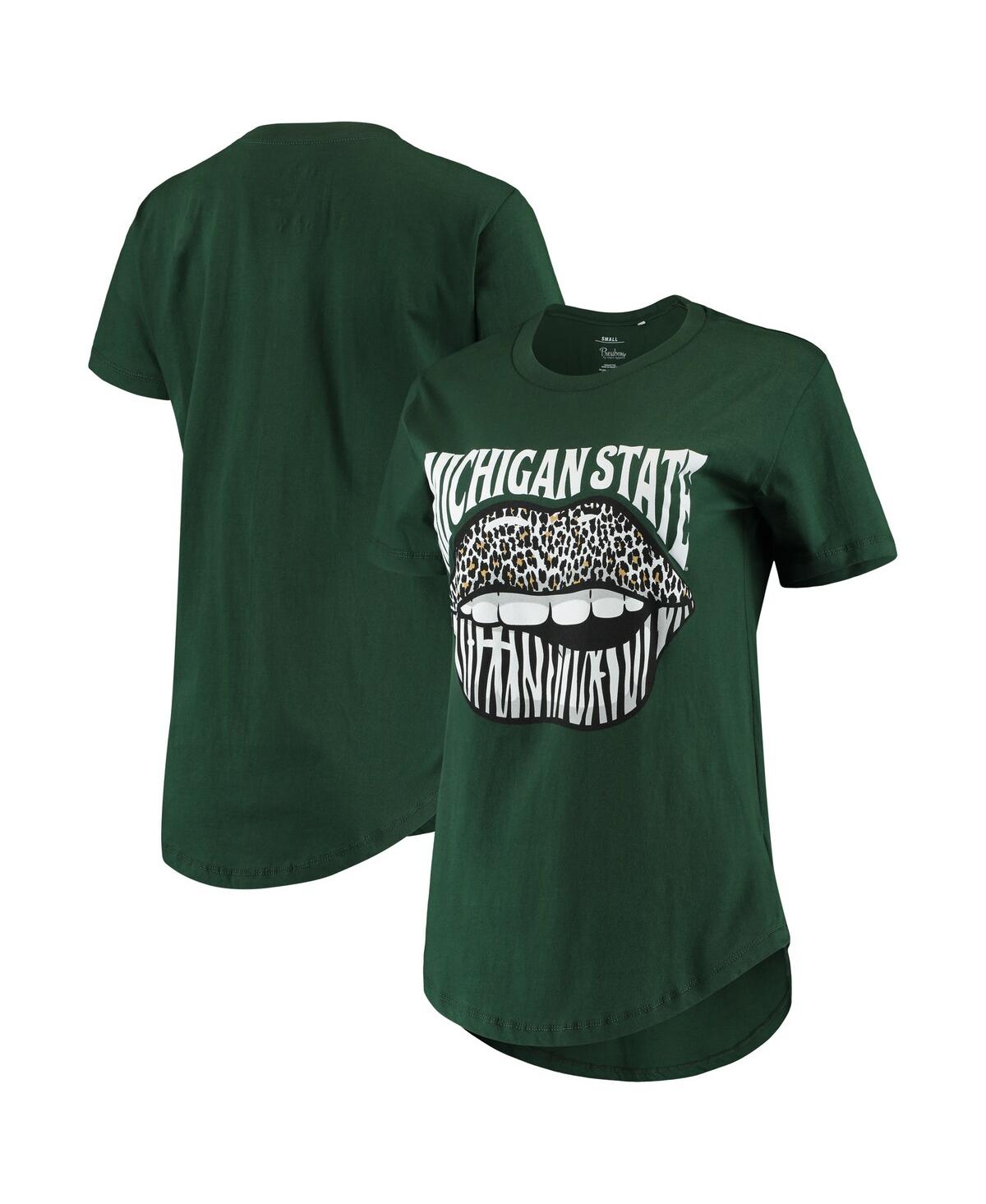 Shop Pressbox Women's  Green Michigan State Spartans Wild Lips Core T-shirt