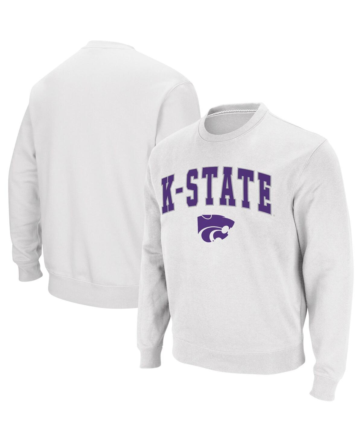 Shop Colosseum Men's  White Kansas State Wildcats Arch And Logo Crew Neck Sweatshirt