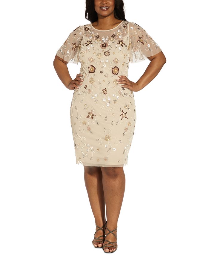 Adrianna Papell Plus Size Beaded Dress - Macy's