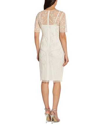 Adrianna Papell Women's Embellished Sheath Dress White Size 4