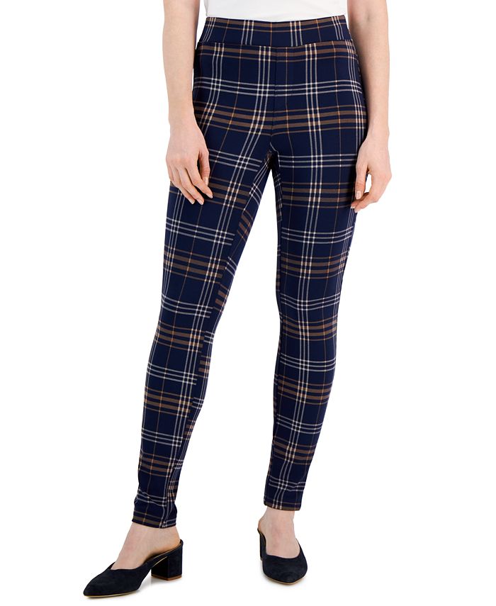 Style & Co Petite Classic Glen Plaid Ponte Pants, Created for