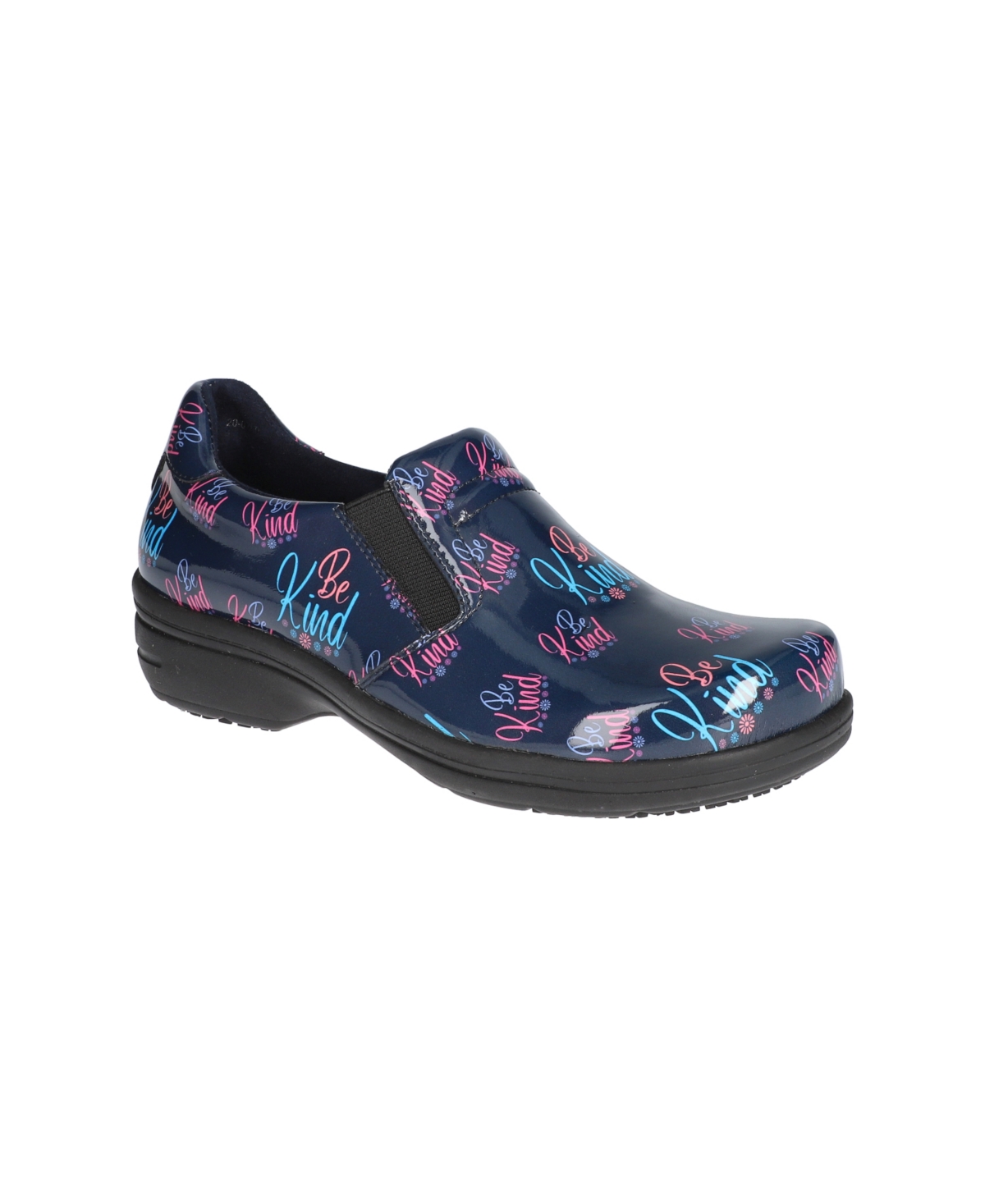 Easy Street Women's Bind Slip Resistant Clogs In Navy Be Kind Patent Leather