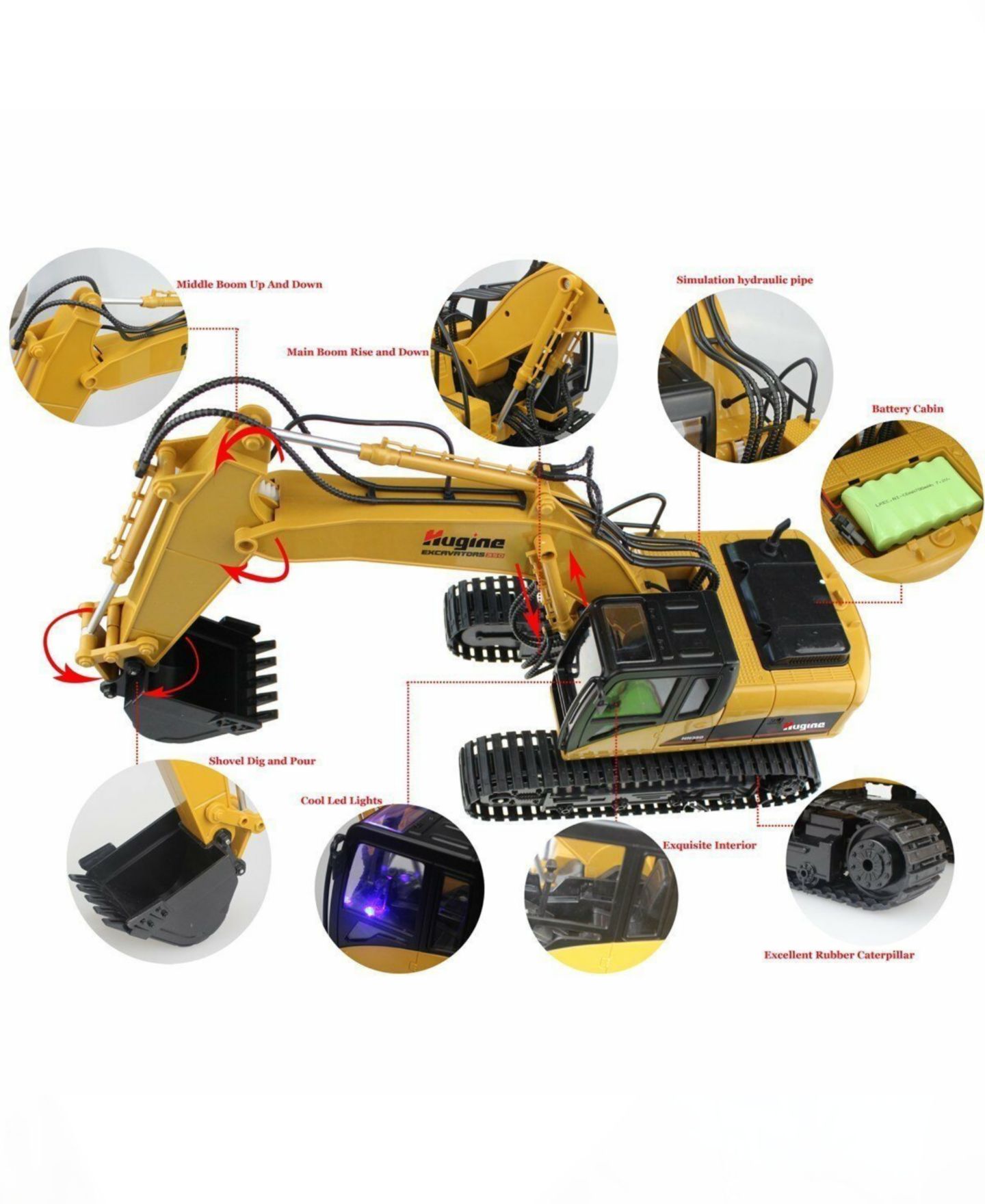 Детская игрушка Big Daddy Mag-Genius 15-Channel Fully Functional Die-Cast Remote Control Excavator Toy — фото 4
