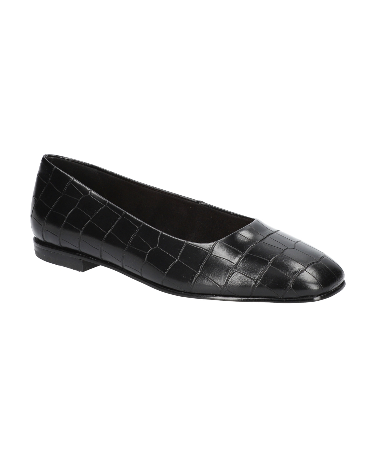 Women's Kimiko Square Toe Flats - Black Faux Leather