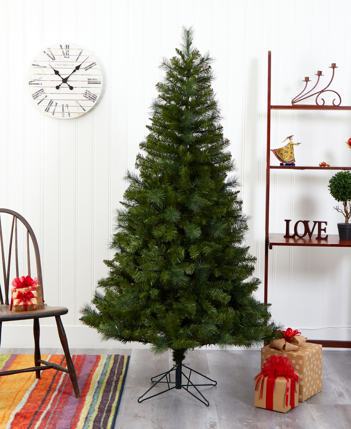 Mount Hood Spruce Artificial Christmas Tree with Lights and Bendable Branches,