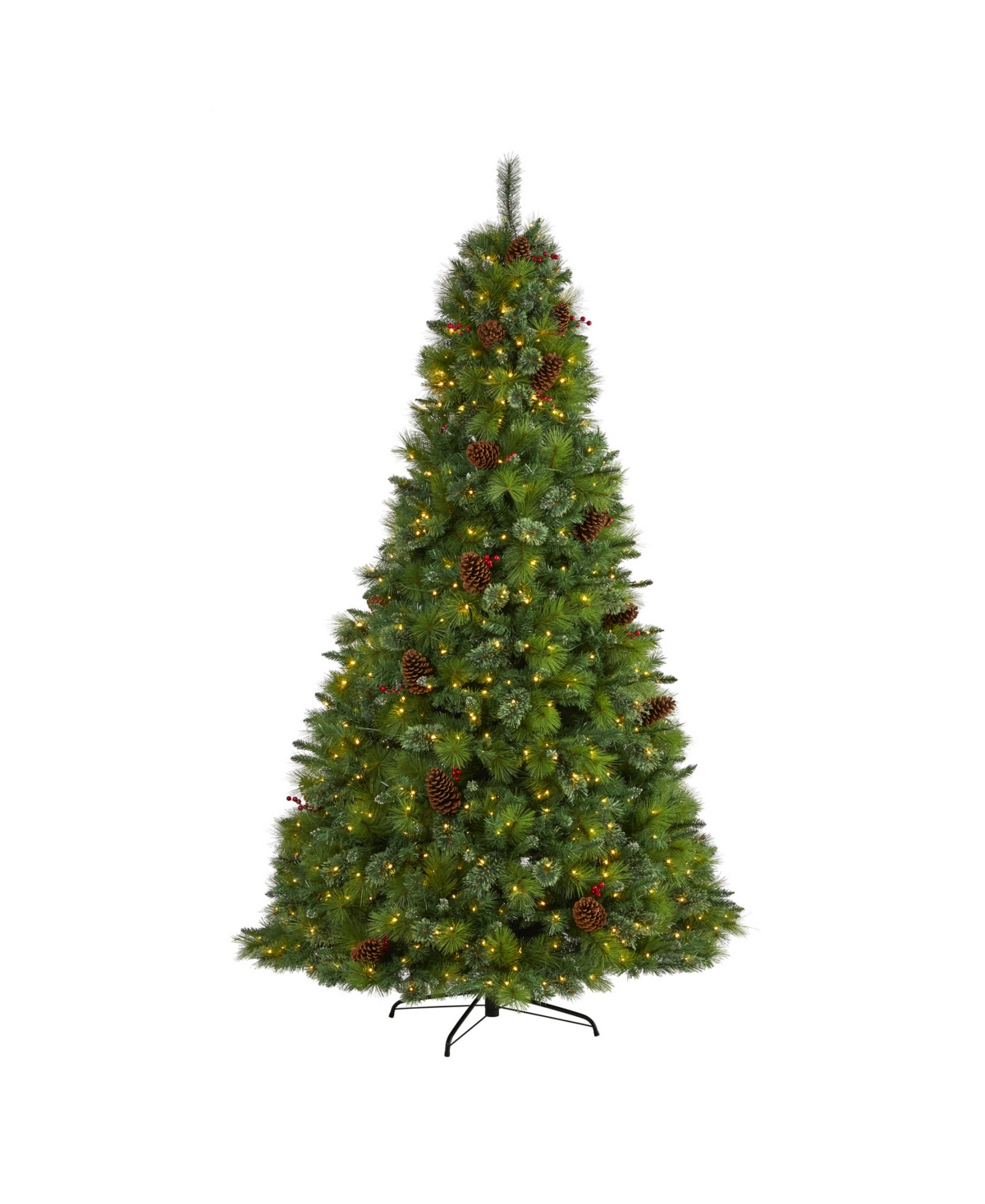 Montana Mixed Pine Artificial Christmas Tree with Pine Cones, Berries and Lights,