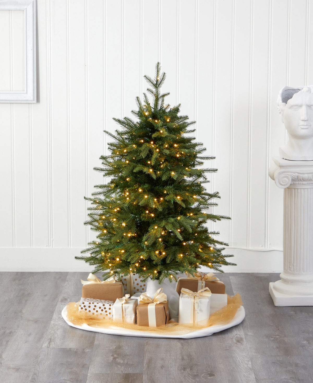 Vancouver Fir Natural Look Artificial Christmas Tree with Lights and Bendable Branches,