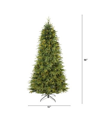 Vancouver Fir Natural Look Artificial Christmas Tree with Lights and Bendable Branches, 96"
