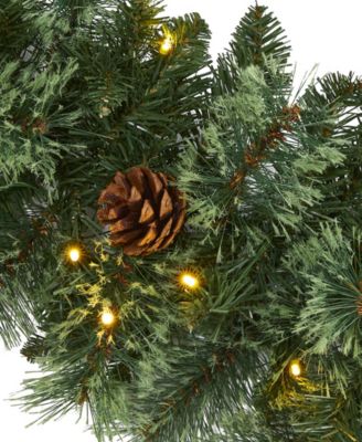 White Mountain Pine Artificial Garland with Lights and Pinecones, 72"