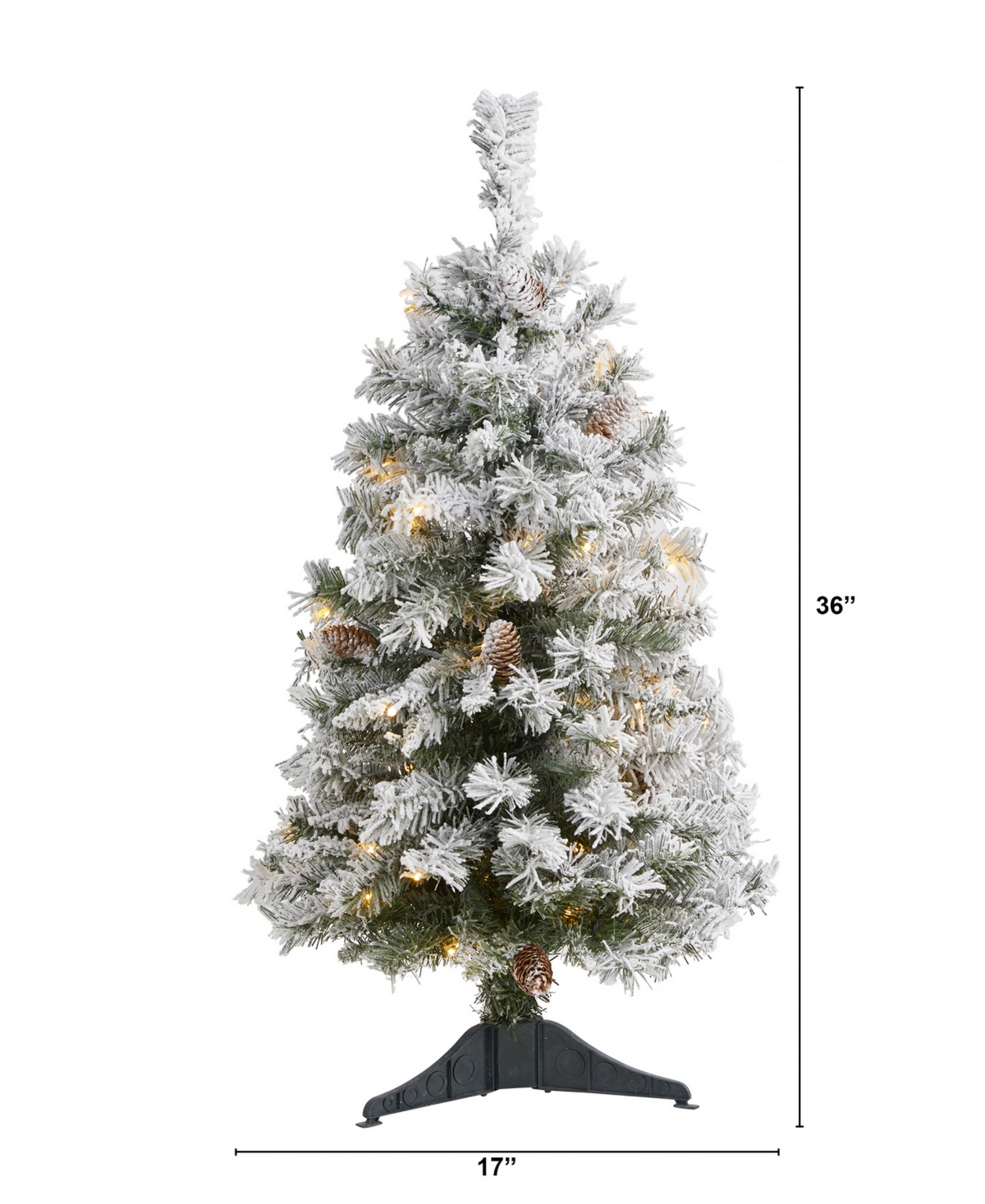 Flocked White River Mountain Pine Artificial Christmas Tree with Pinecones and Lights,
