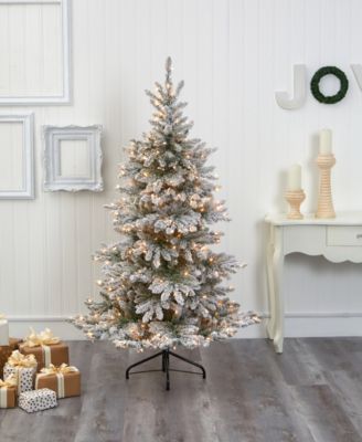 Flocked West Virginia Spruce Artificial Christmas Tree with Lights and Bendable Branches, 72"