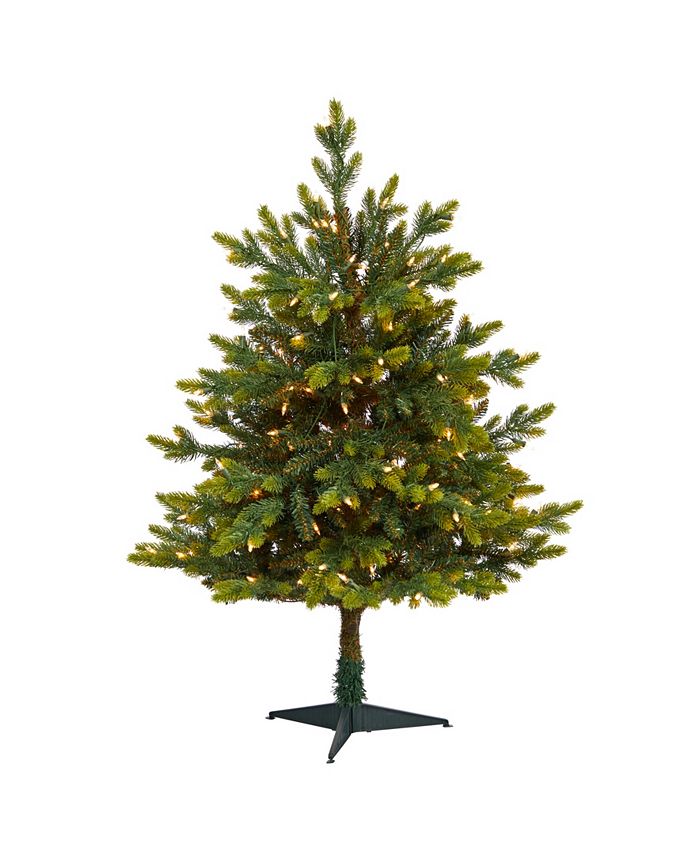 Nearly Natural North Carolina Fir Artificial Christmas Tree with Lights and Bendable Branches