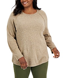 Plus Size Curved-Hem Crewneck Sweater, Created for Macy's