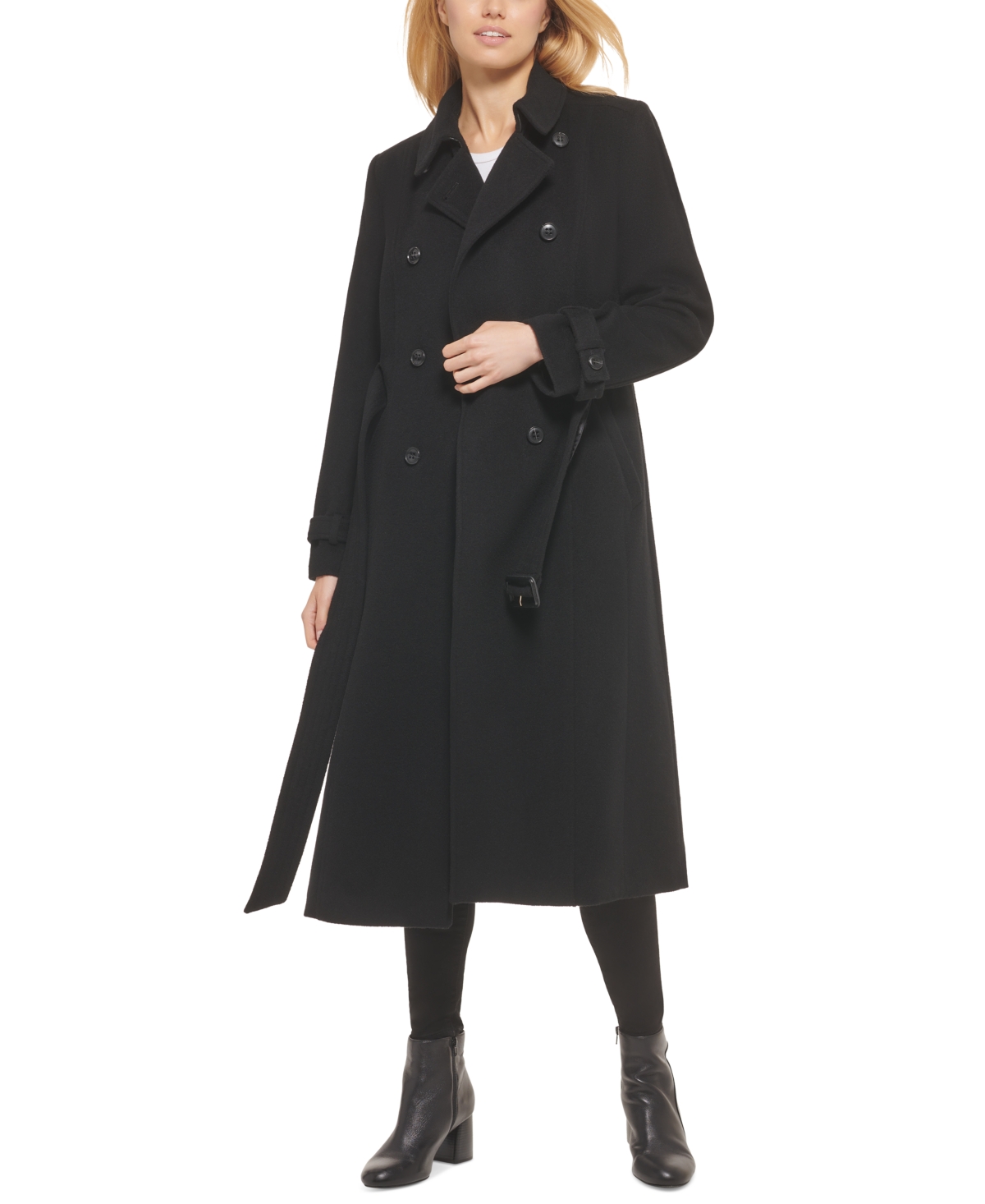 Cole Haan Women's Double-Breasted Belted Wool Blend Trench Coat