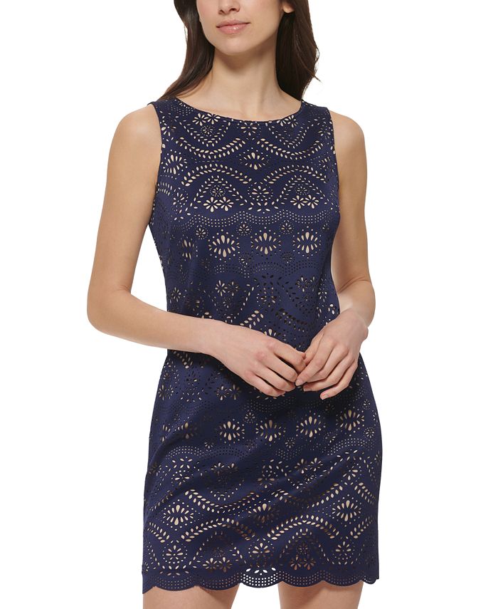 Jessica Howard Petite Laser Cut Scalloped Hem Shift Dress Macy s