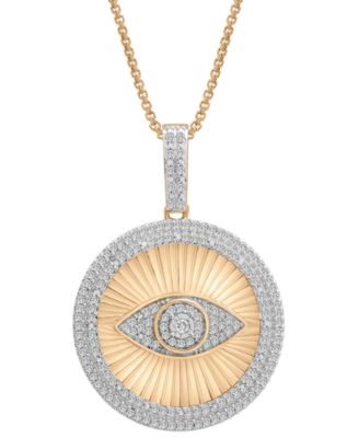 Macy's - Men's Diamond Evil Eye 22" Pendant Necklace (1/2 ct. t.w.) in 14k Gold-Plated Sterling Silver