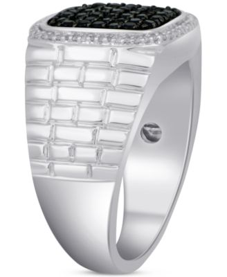 Men's Black & White Diamond Ring (3/4 ct. t.w.) in Sterling Silver