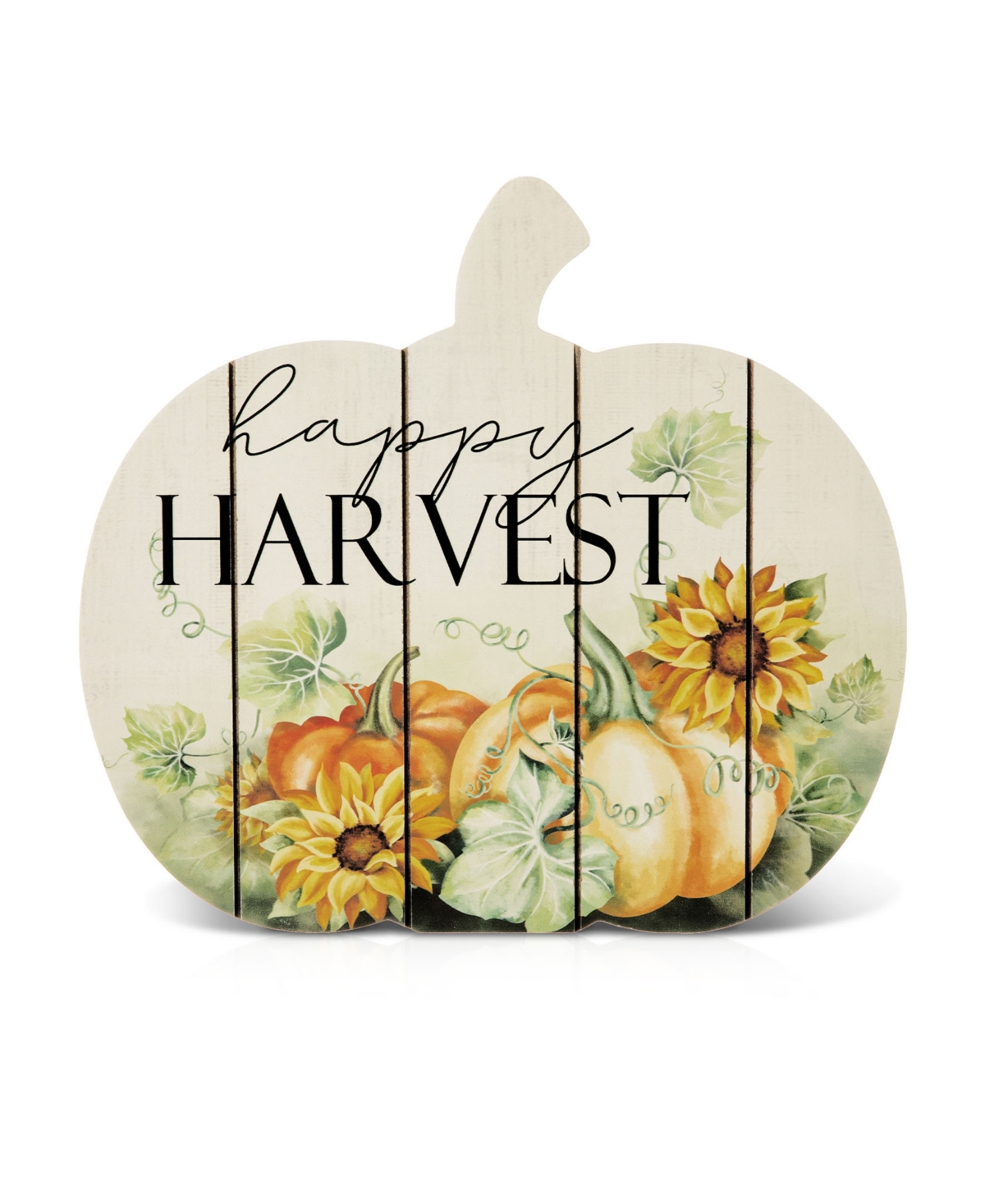 "Happy Harvest" Wooden Pumpkin Table Sign, 9.75" - Multi