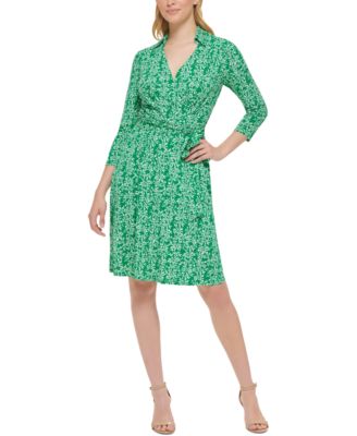 Printed Faux-Wrap Dress 