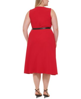Calvin Klein Plus Size Belted A-Line Dress
