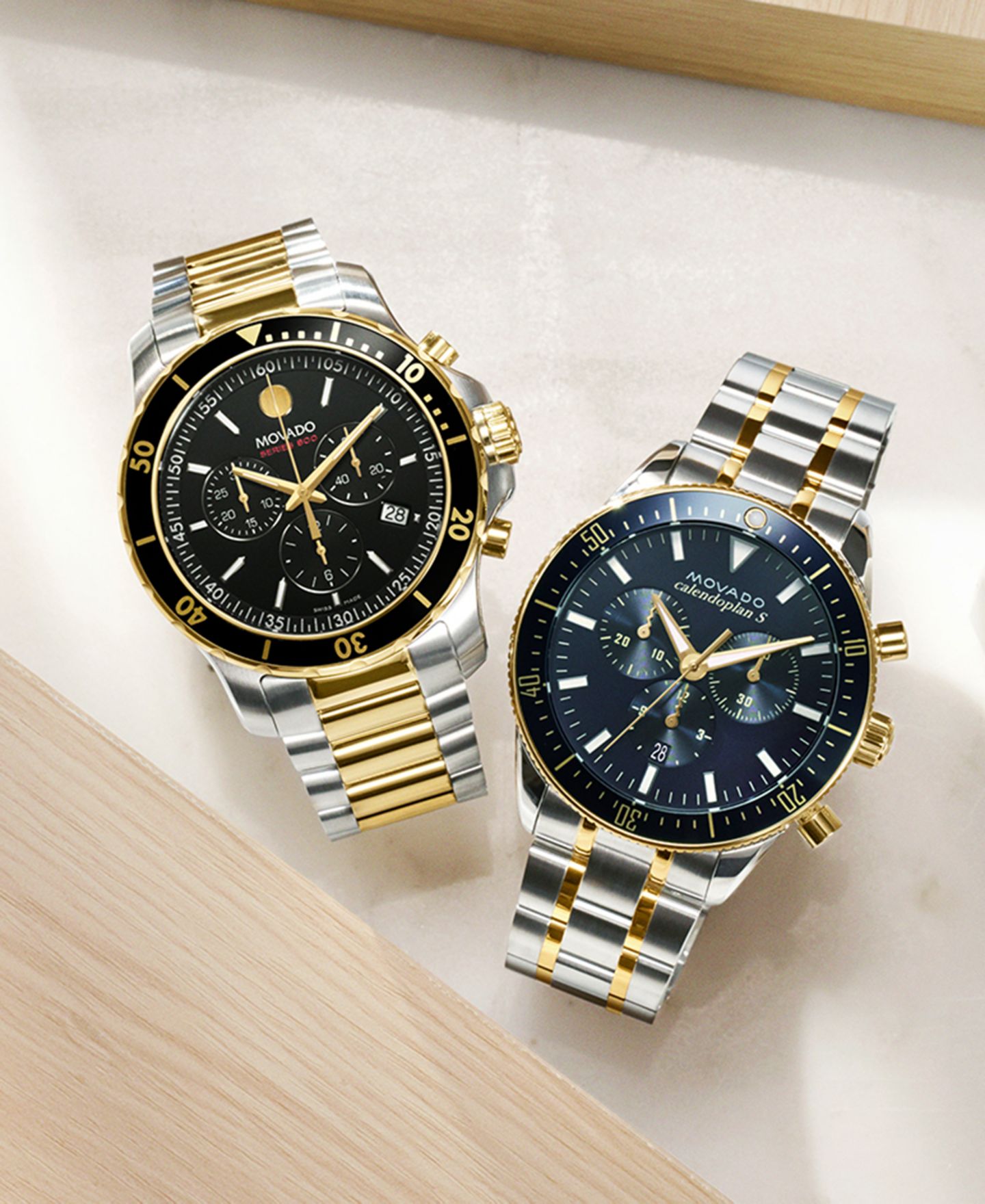Мужские часы Movado Swiss Chronograph Series 800 Two-Tone PVD Stainless Steel Bracelet Diver Watch 42mm — фото 8