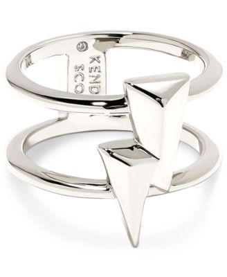 Kendra Scott - Rhodium-Plated Lightning Bolt Double Row Ring