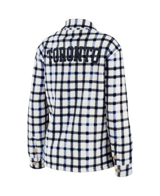 Women's Oatmeal Toronto Maple Leafs Plaid Button-Up Shirt Jacket