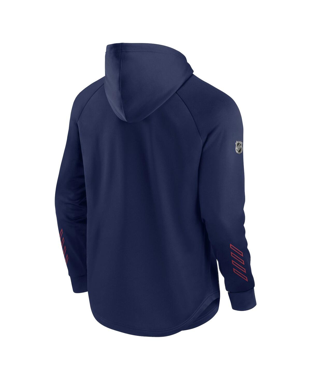 Fanatics Youth Navy Columbus Blue Jackets Authentic Pro Raglan Pullover Hoodie In Navy