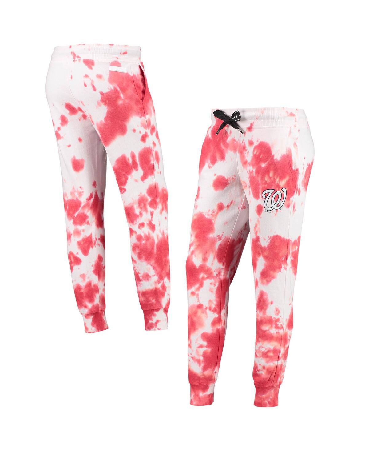 Dkny Women's White, Red Kansas City Chiefs Melody Tie-dye Jogger Pants In White,red