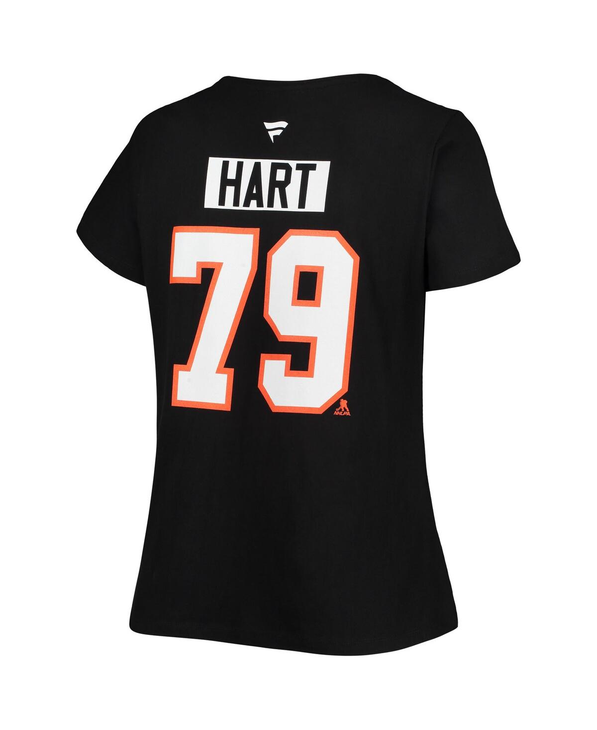 Shop Fanatics Women's  Carter Hart Black Philadelphia Flyers Plus Size Name And Number V-neck T-shirt