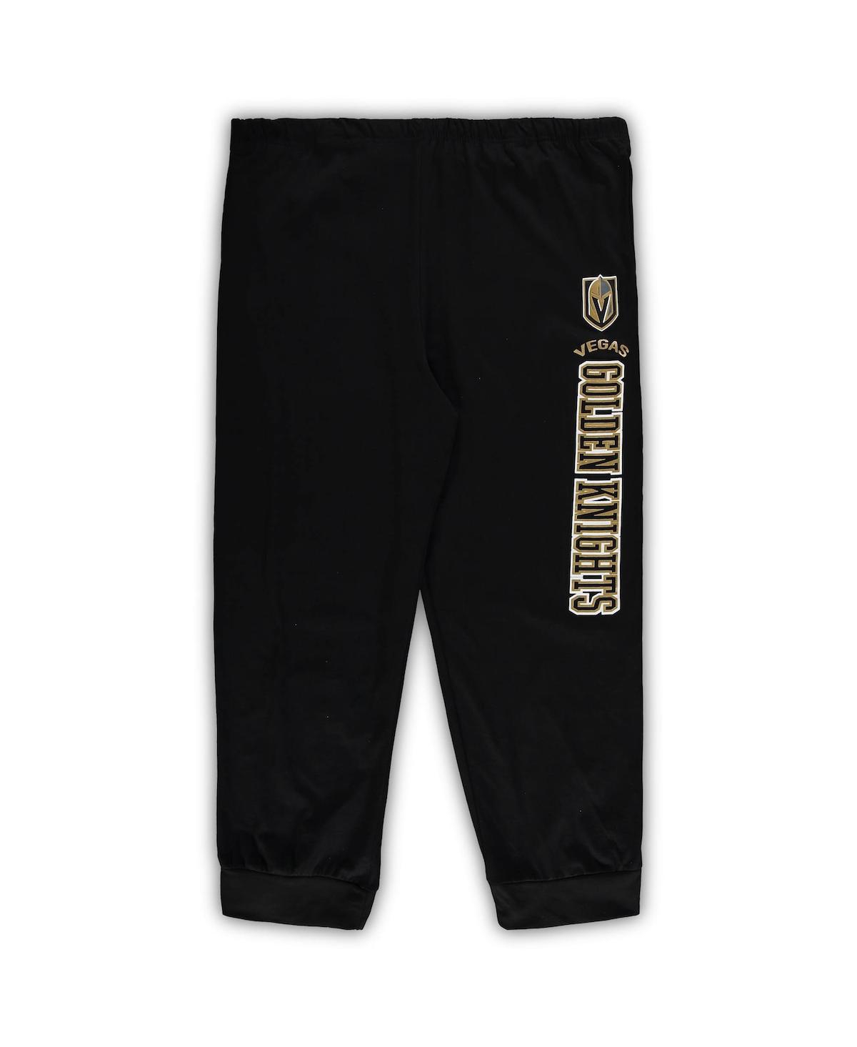 Concepts Sport Men's  Black Vegas Golden Knights Big And Tall Pullover Hoodie And Joggers Sleep Set In Black