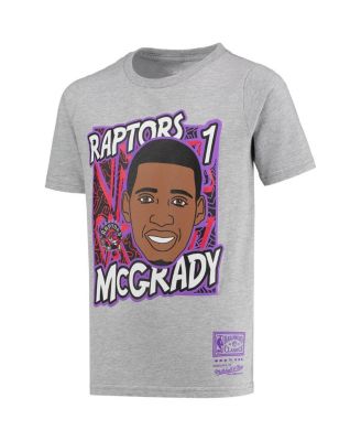 Big Boys Tracy McGrady Gray Toronto Raptors Hardwood Classics King of the Court Player T-shirt
