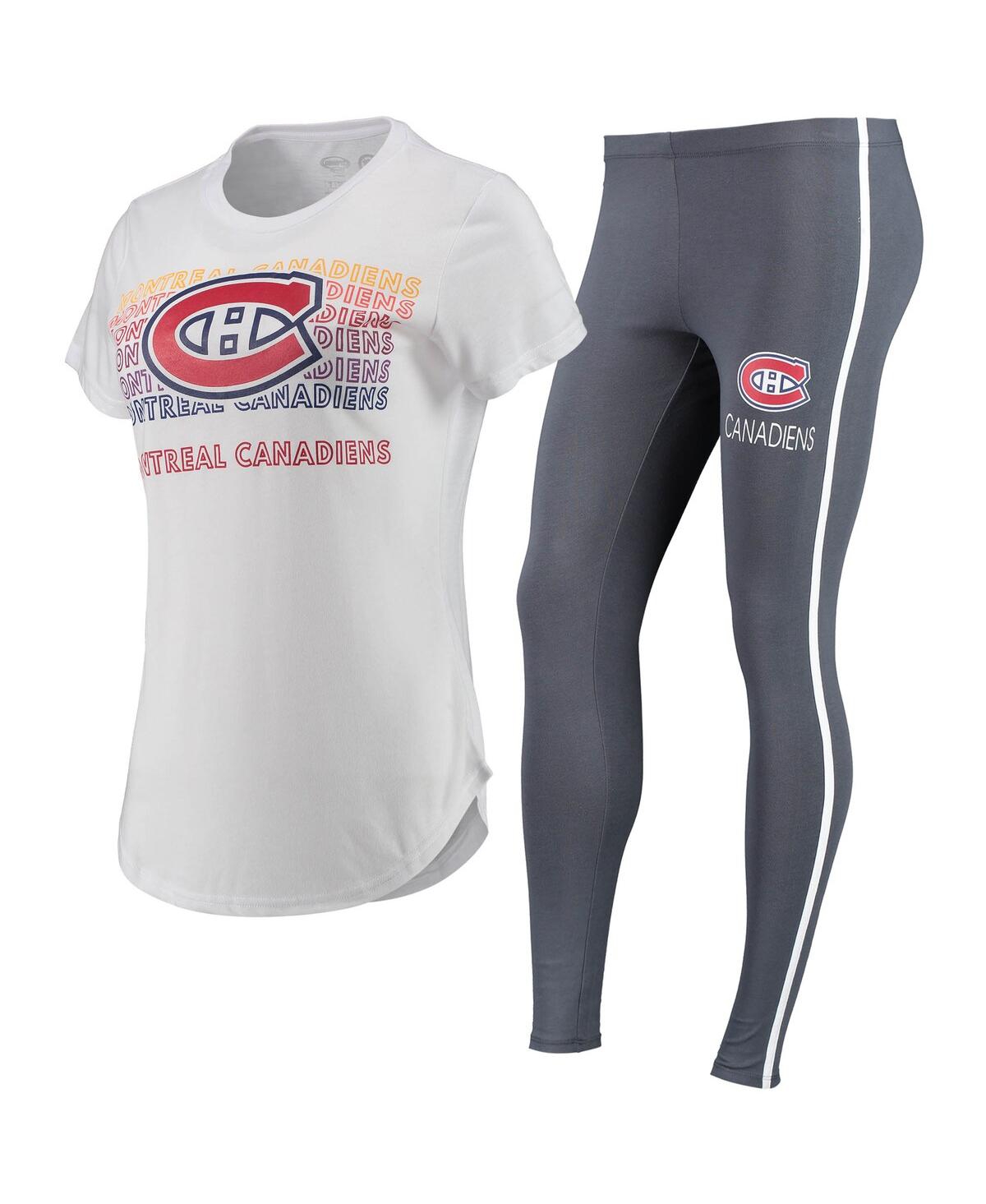 Shop Concepts Sport Women's  White, Charcoal Montreal Canadiens Sonata T-shirt And Leggings Set In White,charcoal