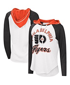 Women's White and Black Philadelphia Flyers Sideline Raglan Long Sleeve Hoodie T-shirt