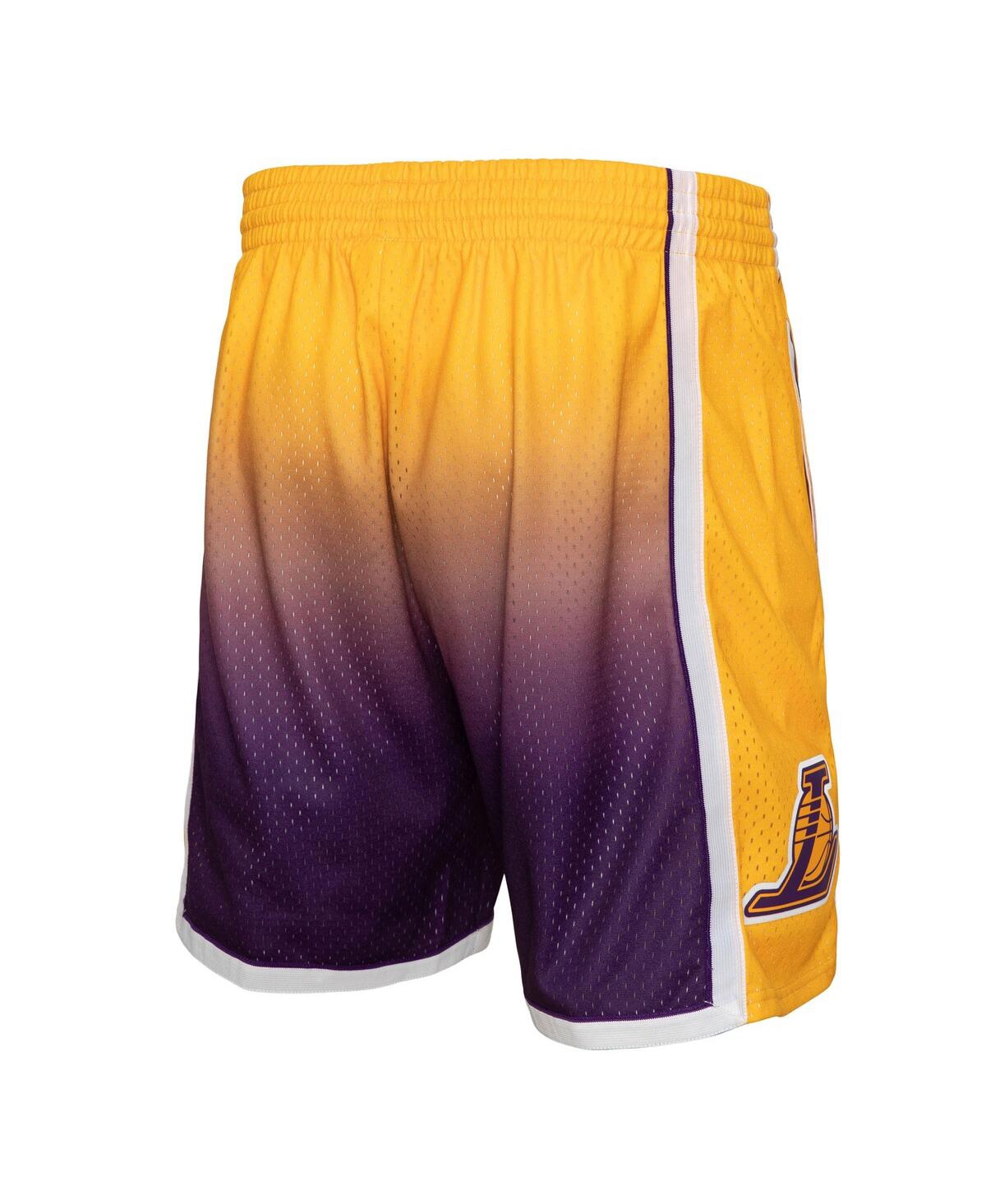 Men's Mitchell & Nessand Purple Los Angeles Lakers 2009/10 Hardwood Classics Fadeaway Reload 3.0 Swingman Shorts - Gold, Purple