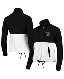 Women's Black, White LAFC Harbor Raglan Half-Zip Jacket