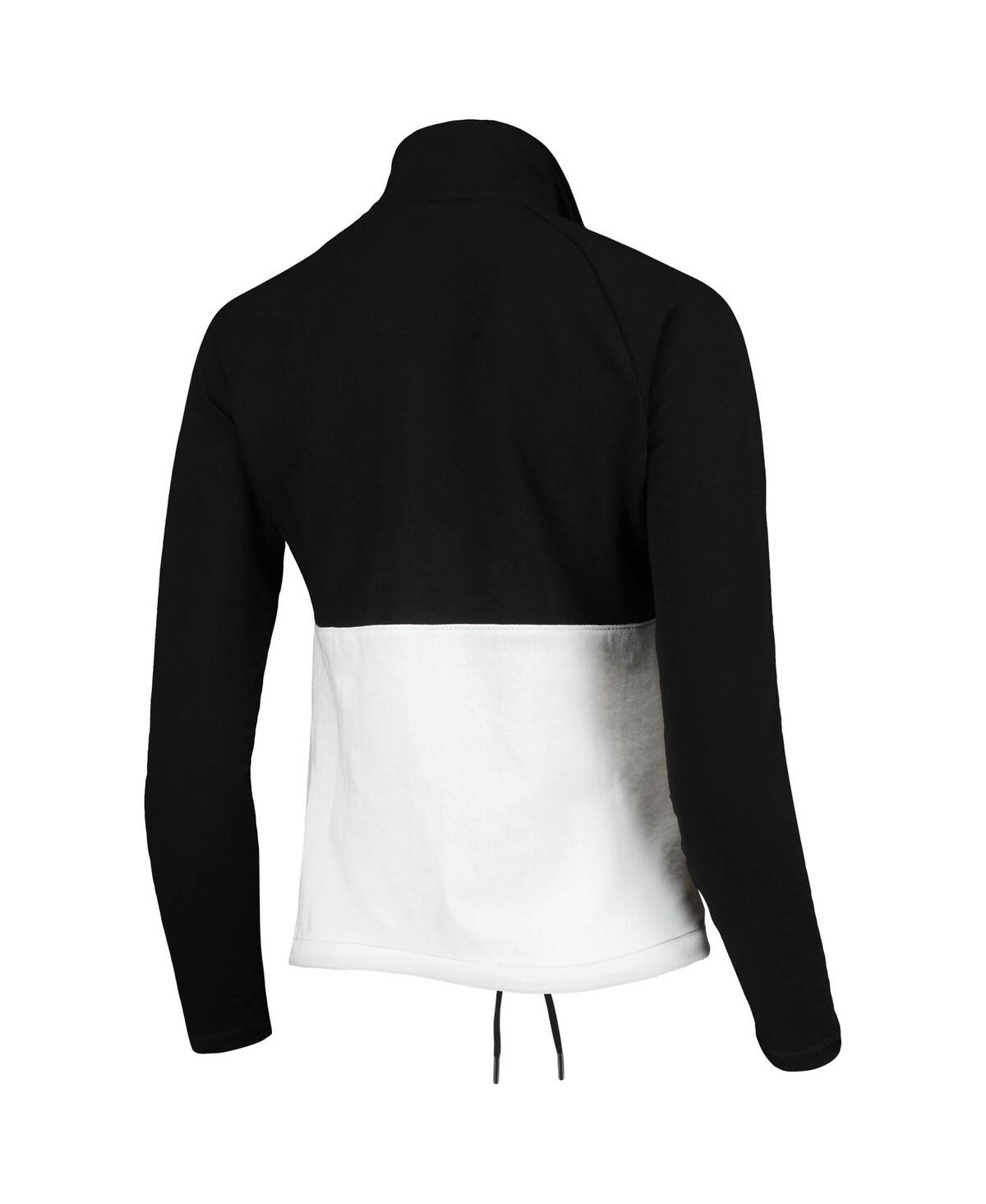 Shop Antigua Women's  Black, White Portland Timbers Harbor Raglan Half-zip Jacket In Black,white