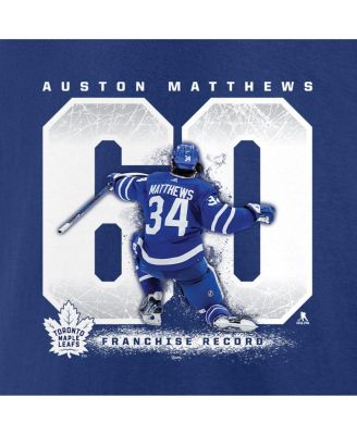 Men's Auston Matthews Blue Toronto Maple Leafs Big and Tall Goal Record T-shirt